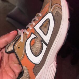 Dior Men's Sneakers in Orange, Brown, and White